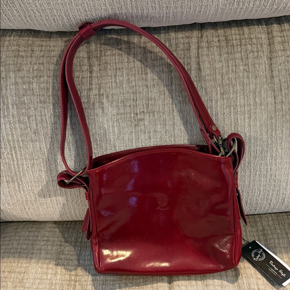 Florence Italy Red Leather bag with adjustable strap directly from Florence